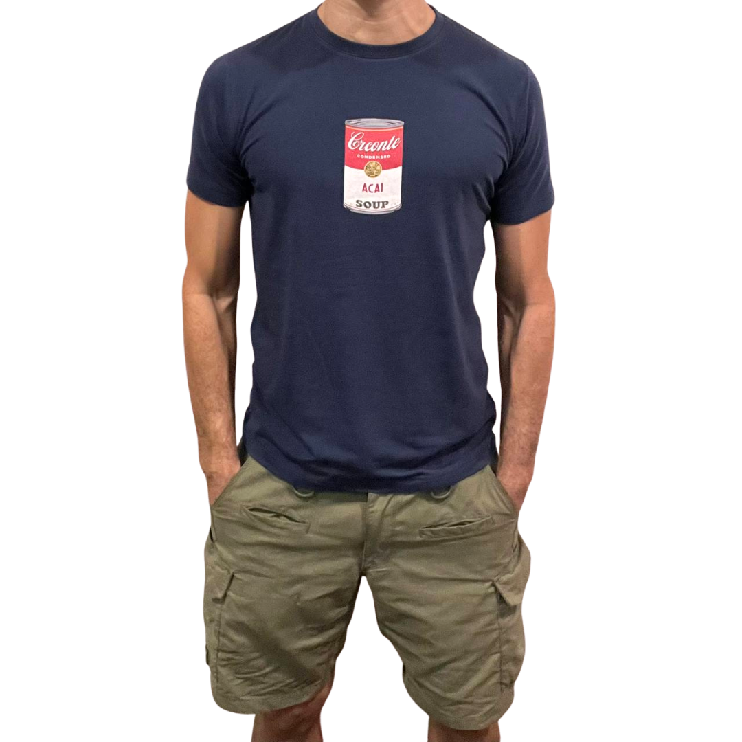 Creonte T-Shirt - Pop Art Acai Soup Can - Navy Blue - Image 2